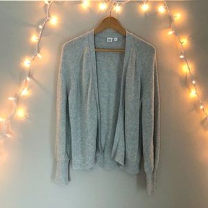 GAP grey bubble sleeve open front cardigan